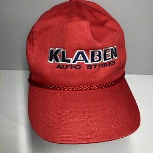 Klaben Auto Stores‎ Trucker Cap Hat Adult Adjustable Snapback Red Twill Cars
